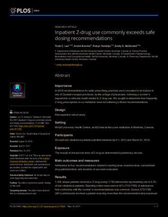 Inpatient Z-drug use commonly exceeds safe dosing recommendations thumbnail