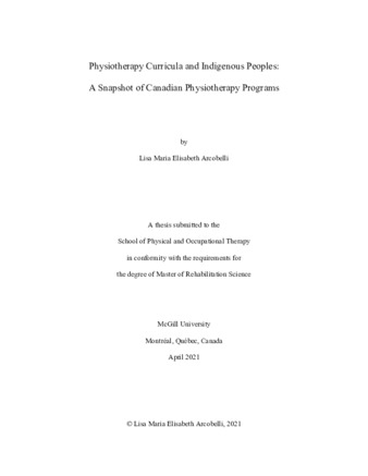 Physiotherapy curricula and Indigenous Peoples: A snapshot of Canadian physiotherapy programs thumbnail