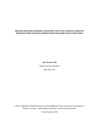 Reducing preventable emergency department visits after colorectal surgery by improving patient-physician communication using mobile health applications thumbnail