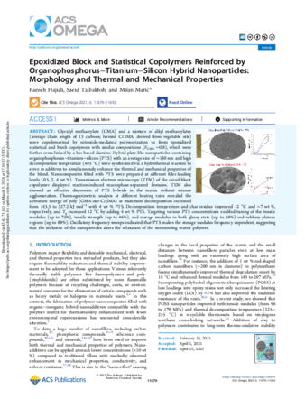 Epoxidized block and statistical copolymers reinforced by organophosphorous-titanium-silicon hybrid nanoparticles: morphology, thermal and mechanical properties thumbnail