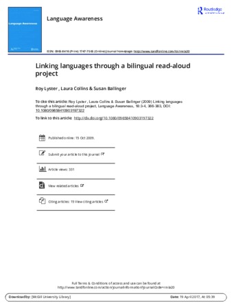 Linking languages through a bilingual read-aloud project thumbnail