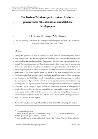 The Basin of Mexico aquifer system: regional groundwater level dynamics and database development thumbnail