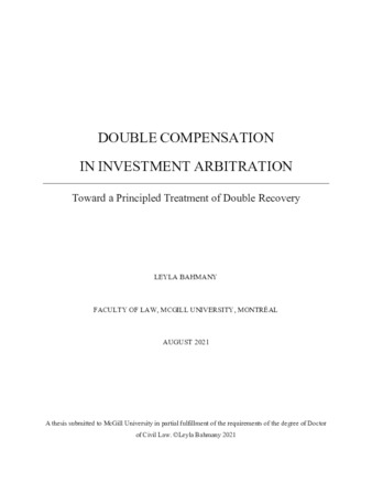 Double compensation in investment arbitration: toward a principled treatment of double recovery thumbnail