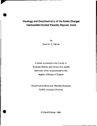 Geology and Geochemistry of the Amba Dongar carbonatite-hosted fluorite deposit, India thumbnail