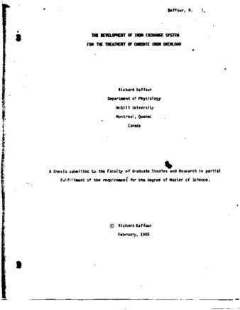 The development of iron exchange system for the treatment of chronic iron overload / thumbnail