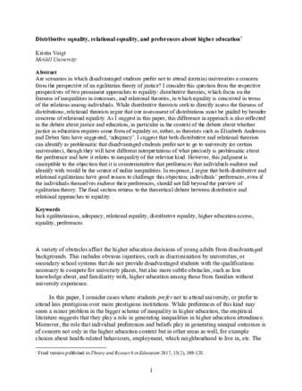 Distributive equality, relational equality, and preferences about higher education thumbnail
