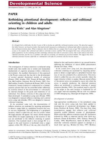 Rethinking attentional development: reflexive and volitional orienting in children and adults thumbnail