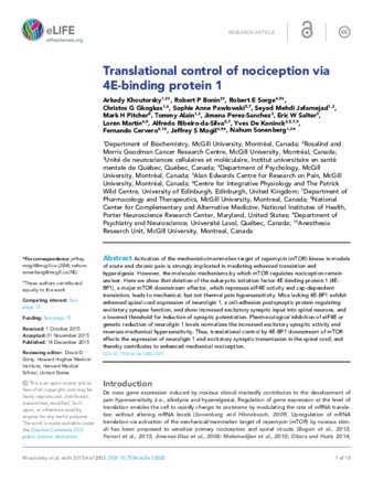 Translational control of nociception via 4E-binding protein 1 thumbnail