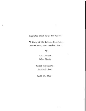 A Study of the Potsdam Sandstone, Mallet Well, Ste. Therese, Que. thumbnail