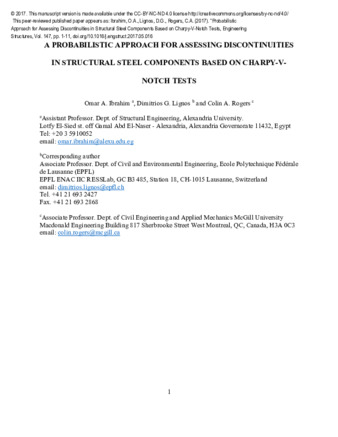 A probabilistic approach for assessing discontinuities in structural steel components based on Charpy-V-notch tests thumbnail