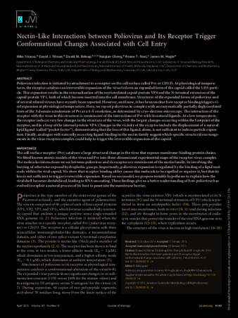 Nectin-Like Interactions between Poliovirus and Its Receptor Trigger Conformational Changes Associated with Cell Entry thumbnail