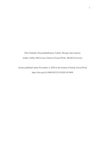 Justifying a dedicated role for family therapy in pediatric neurorehabilitation thumbnail