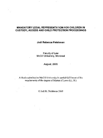 Mandatory legal representation for children in custody, access and child protection proceedings thumbnail