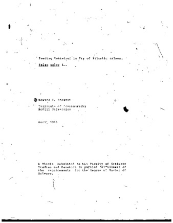 Feeding behaviour in fry of Atlantic salmon, Salmo salar L. thumbnail