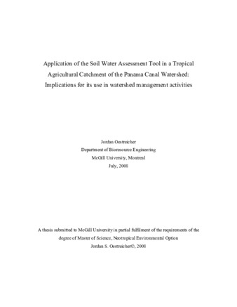 Application of the soil and water assessment tool in a tropical agricultural catchment of the Panama Canal watershed implications for its use in watershed management activities thumbnail