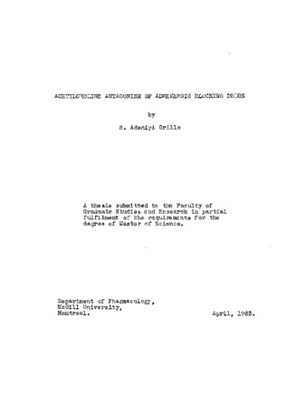 Acetylcholine antagonism of adrenergic blocking drugs. thumbnail