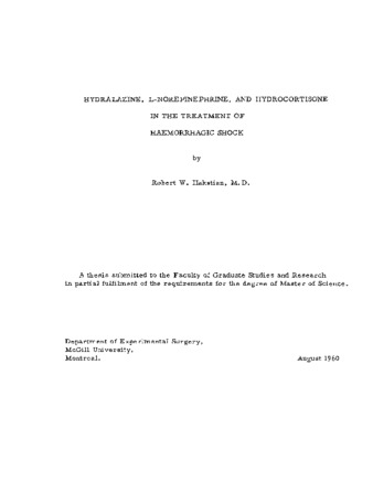 Hydralazine, L-norepinephrine, and hydrocortisone in the treatment of haemorrhagic shock. thumbnail