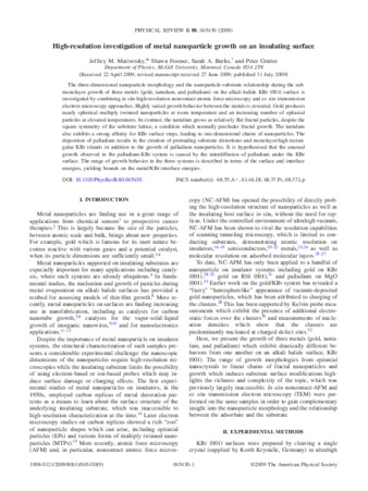 High Resolution Investigation of Metal Nanoparticle Growth on an Insulating Surface thumbnail