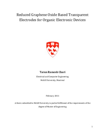 Reduced graphene oxide based transparent electrodes for organic electronic devices thumbnail