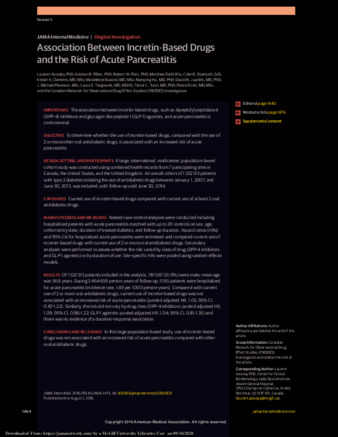 Association Between Incretin-Based Drugs and the Risk of Acute Pancreatitis. thumbnail