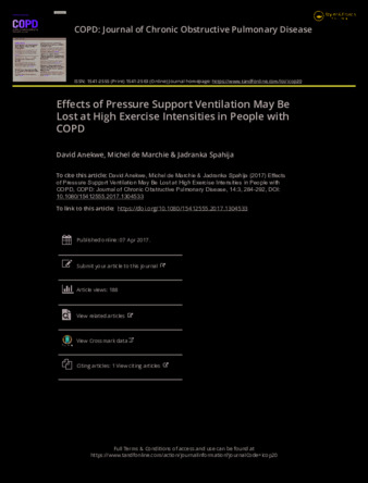 Effects of Pressure Support Ventilation May Be Lost at High Exercise Intensities in People with COPD thumbnail