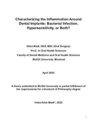 Characterizing the inflammation around dental implants: bacterial infection, hypersensitivity, or both? thumbnail