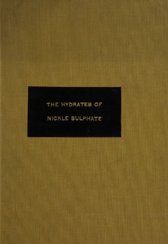 The hydrates of nickel sulphate. thumbnail
