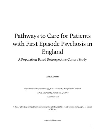 Pathways to care for patients with First Episode Psychosis in England thumbnail