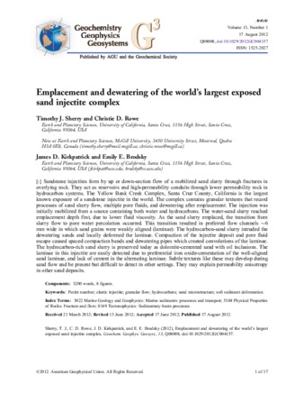 Emplacement and dewatering of the world’s largest exposed sand injectite complex thumbnail