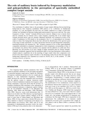 The role of auditory beats induced by frequency modulation and polyperiodicity in the perception of spectrally embedded complex target sounds thumbnail