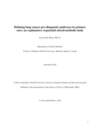 Defining lung cancer pre-diagnostic pathways in primary care: an explanatory sequential mixed-methods study thumbnail