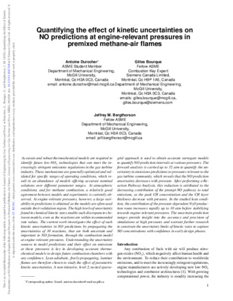 Quantifying the effect of kinetic uncertainties on NO predictions at engine-relevant pressures in premixed methane-air flames thumbnail