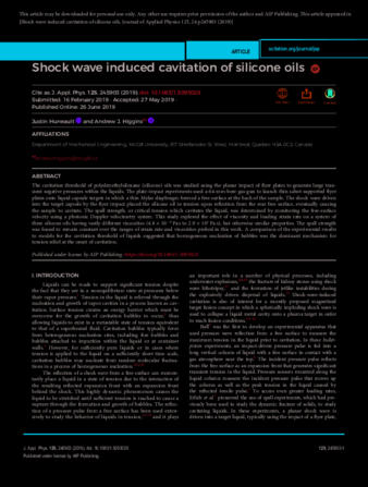 Shock wave induced cavitation of silicone oils thumbnail