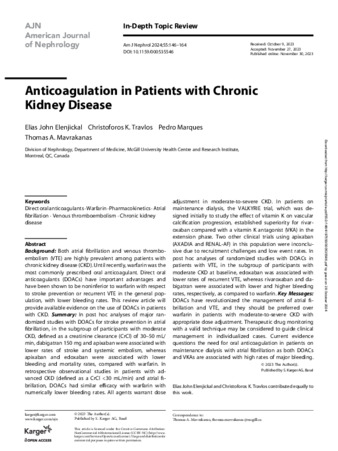 Anticoagulation in Patients with Chronic Kidney Disease thumbnail