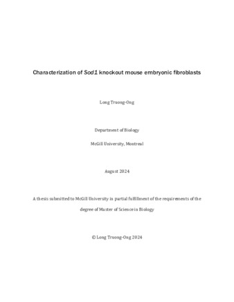 Characterization of Sod1 knockout mouse embryonic fibroblasts thumbnail