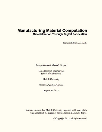 Manufacturing material computation:materialisation through digital fabrication thumbnail