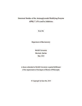 Structural studies of the aminoglycoside modifying enzyme APH(2'')-IVa and its inhibitors thumbnail
