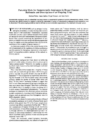 Potential role for somatostatin analogues in breast cancer: rationale and description of an ongoing trial thumbnail