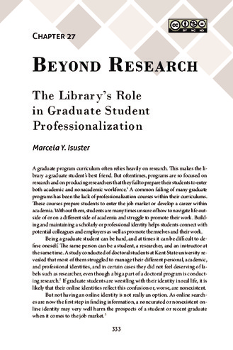 Beyond research: The library’s role in graduate student professionalization thumbnail