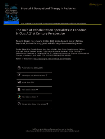 The Role of Rehabilitation Specialists in Canadian NICUs: A 21st Century Perspective thumbnail