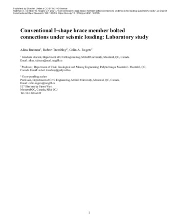 Conventional I-shape brace member bolted connections under seismic loading: Laboratory study thumbnail