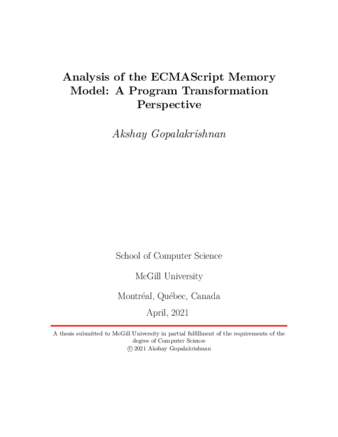 Analysis of the ECMAscript memory model:  a program transformation perspective thumbnail