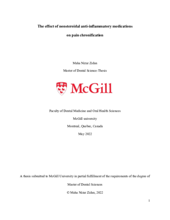 The effect of nonsteroidal anti-inflammatory medications on pain chronification thumbnail