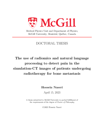 The use of radiomics and natural language processing to detect pain in the simulation-CT images of patients undergoing radiotherapy for bone metastasis thumbnail