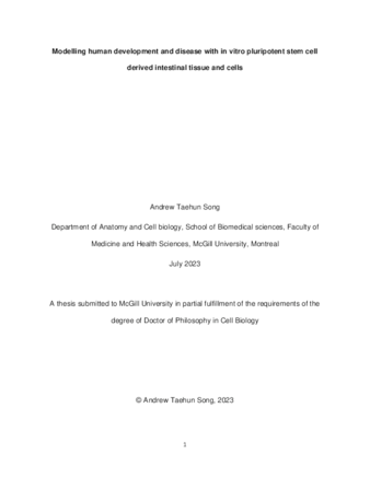 Modelling human development and disease with in vitro pluripotent stem cell derived intestinal tissue and cells thumbnail