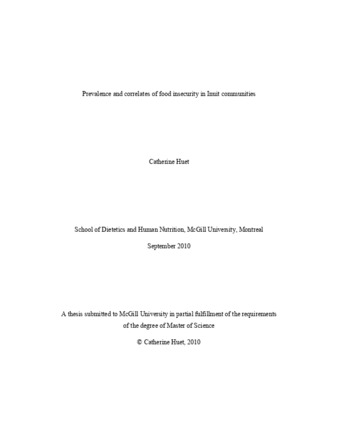 Prevalence and correlates of food insecurity in Inuit communities thumbnail