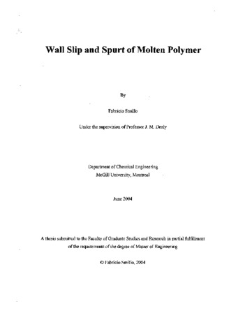 Wall slip and spurt of molten polymer thumbnail