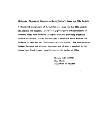 Structural elements in Harold Pinter's drama and film scripts. thumbnail