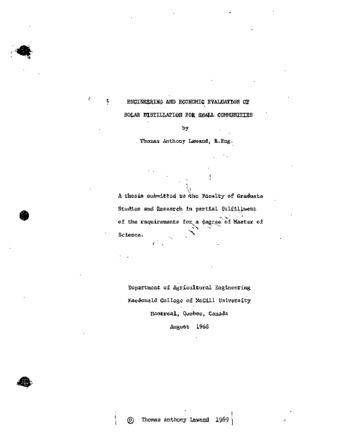 Engineering and economic evaluation of solar distillation for small communities. thumbnail