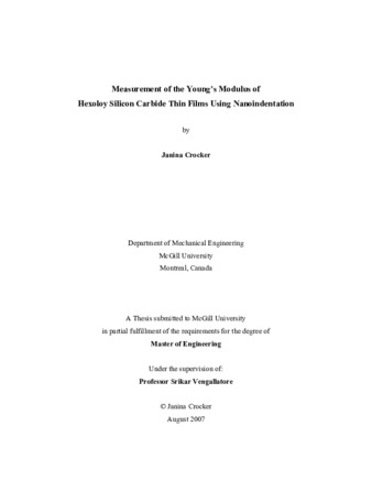 Measurement of the Young's modulus of Hexoloy silicon carbide thin films using nanoindentation thumbnail